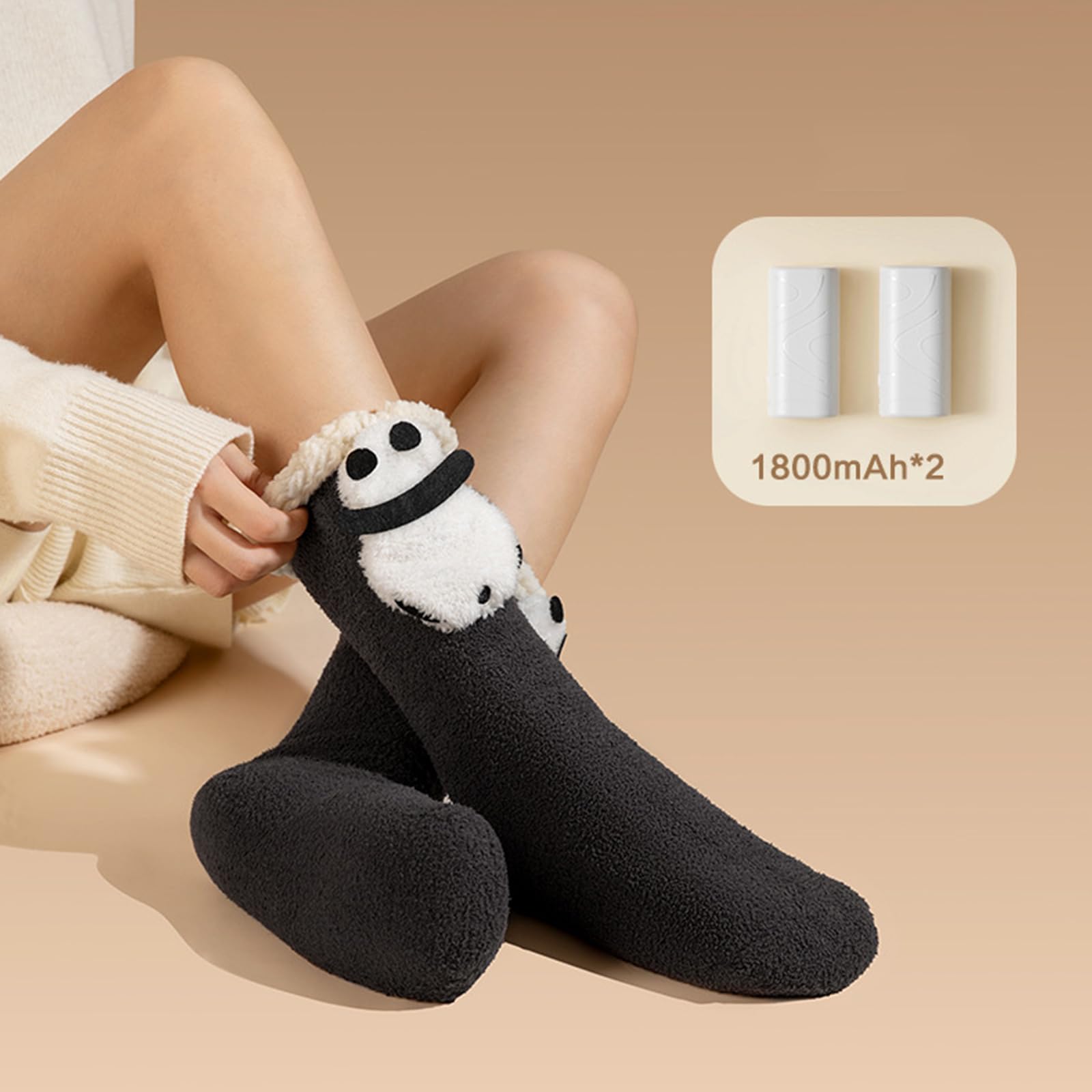 ljhnba Chaussettes chauffantes électriques en Coton, Chaussettes de Ski de Sport, Chauffe-Pieds de Camping en Plein air, Chaussettes chauffantes électriques, Cadeaux pour, Fille, Femmes Pied