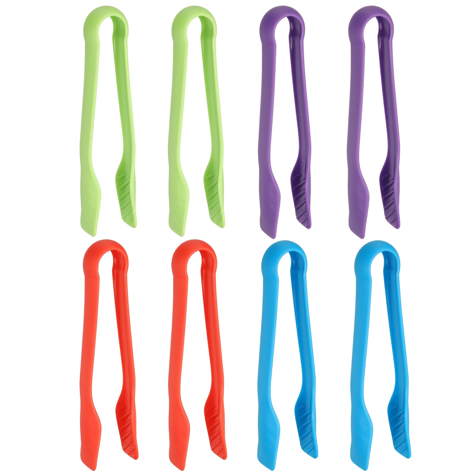 sourcing map 8 Pcs Toaster Tongs, 8 Inch Kitchen Serving Tongs Bread Salad Clip Heat Resistant Food Clamps for Cooking Baking BBQ Buffet Tools, Blue/Green/Purple/Red