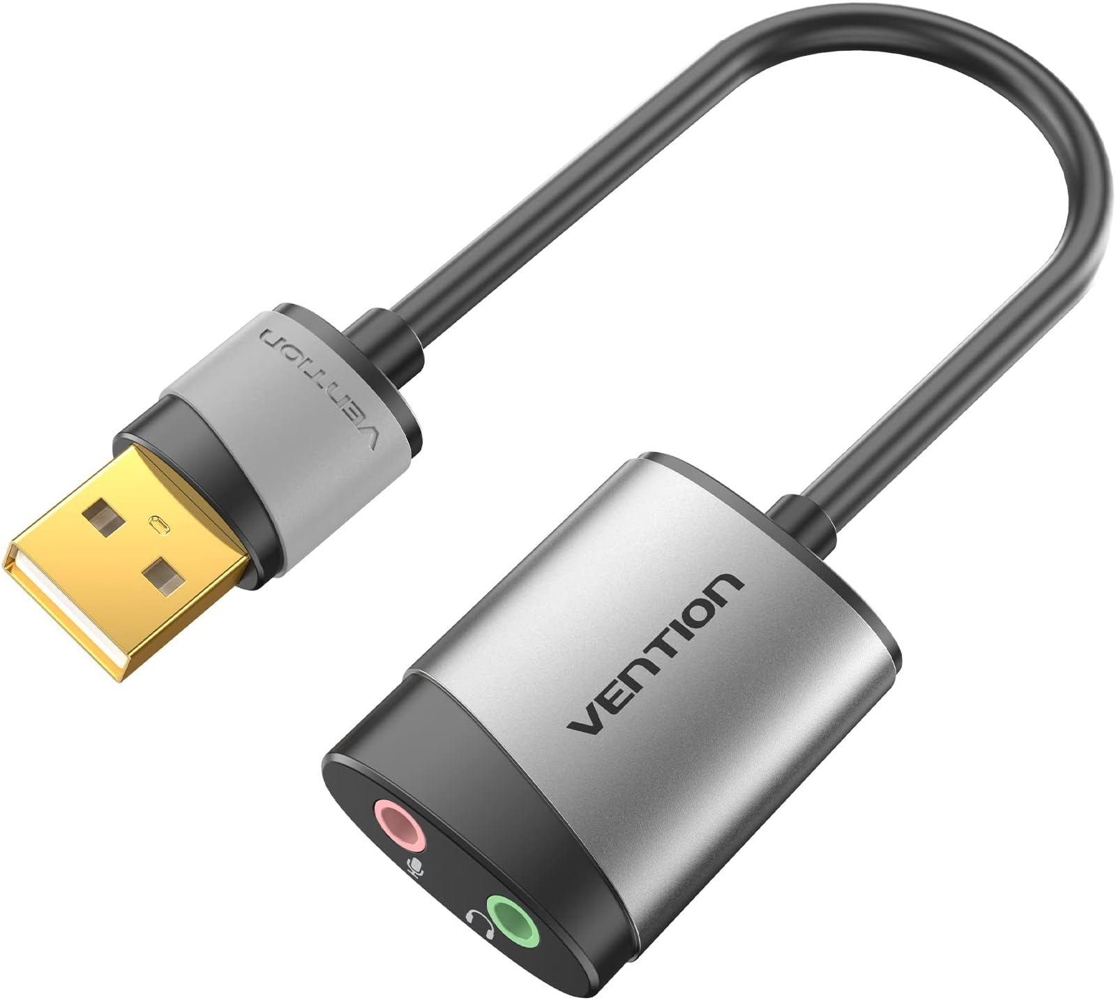 USB Audio Adapter - VENTION USB External Stereo Sound Card to 3.5mm Headphone and Microphone Jack Adapter for Windows MAC Linux PC Laptop Desktops PS5