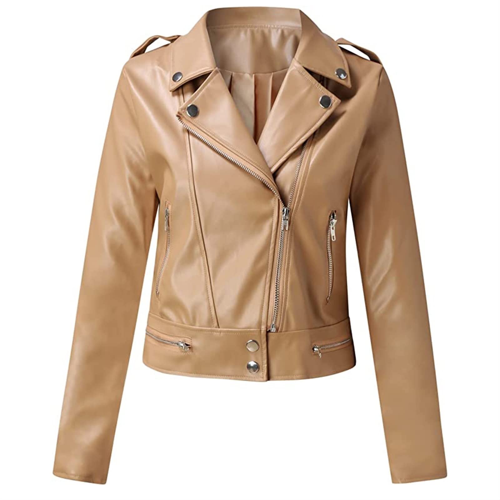 Lederjacke Damen Schwarz Kurz Pu Leather Jacket Vintage Revers Kunstlederjacke Motorradjacke Frauen Winterjacke Softshell Bikerjacke Freizeitjacke Übergangsjacke Winddicht Mantel