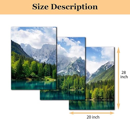 Vista 130 de 3 piezas de pintura verde para pared, parque nacional de Yosemite, agua clara, lago, montañas, árboles, rocas, impresiones sobre lienzo, decoración