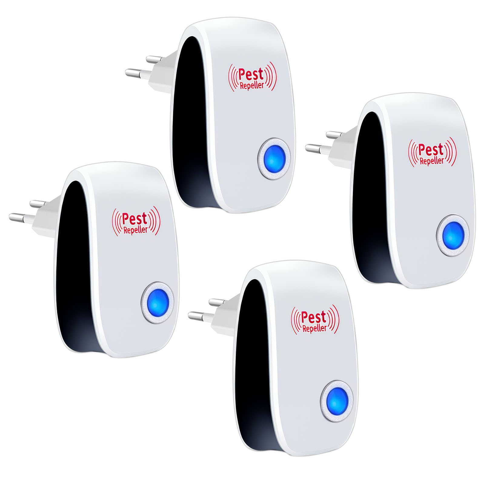 Repelente Ultrasónico de Plagas 4 Piezas, Antimosquitos Eléctrico Enchufe para Control de Insectos, Ahuyentador de Ratones, Cucarachas, Hormigas, Moscas y Arañas, Seguro para Mascotas y Bebés
