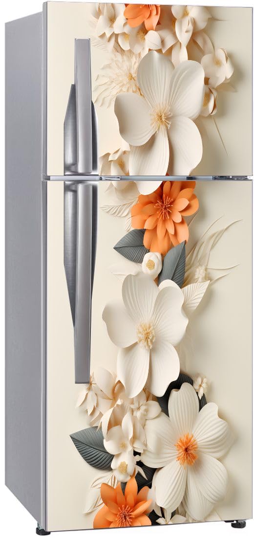 Double Door Fridge Sticker - Floral & Abstract Designs -9