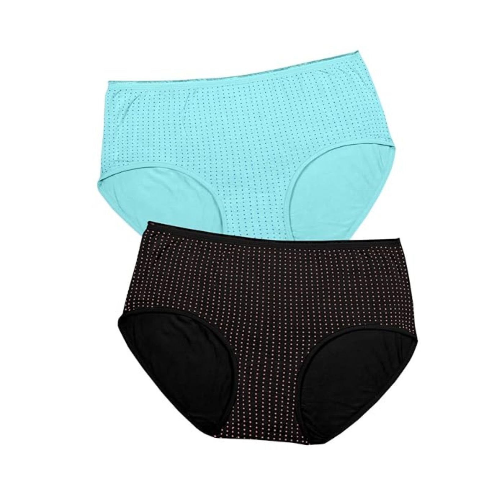 Women's Dark Grey and Turquoise Dot Texture Modal Lycra Fabric Knickers Soft Medium-Waist Stripes Underwear Briefs Breathable Panties-image-3