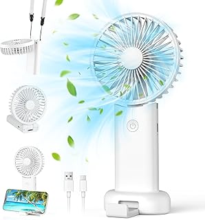 Ventilador portátil, ventilador pequeno, ventilador manual recarregável USB com 3 velocidades, mini ventilador portátil para exteriores, interiores, deslocamentos, escritório, viagens, campismo