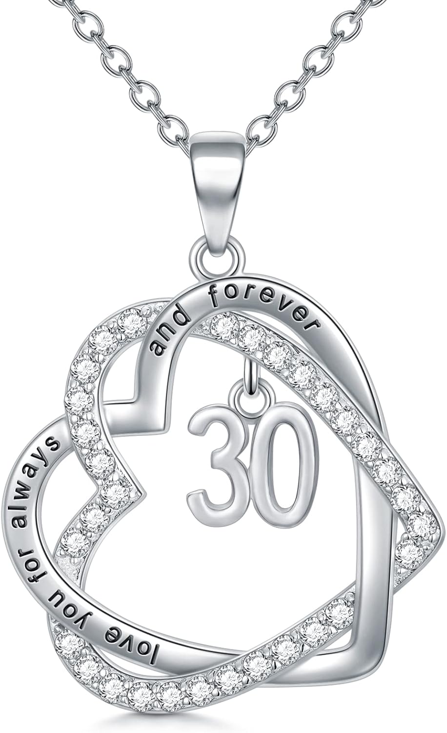TOUPOP Birthday Gifts for Women 925 Sterling Silver Necklace Forever Love Pendant Heart Year Old Jewelry Anniversary Valentines Day Gifts Girlfriend Wife Mom Grandma Daughter