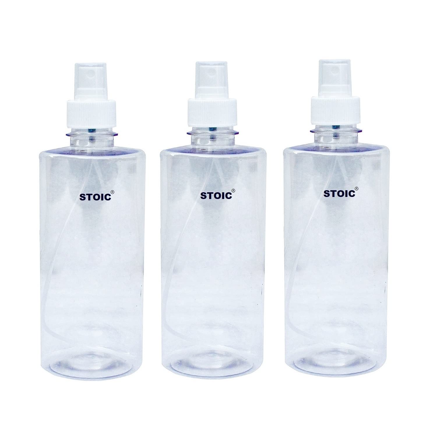 stoic 500ml refillable spray bottle with dust cap for fine mist perfume atomizer sanitizer travel beauty makeup empty mini transparent spray bottle (pack of 3)