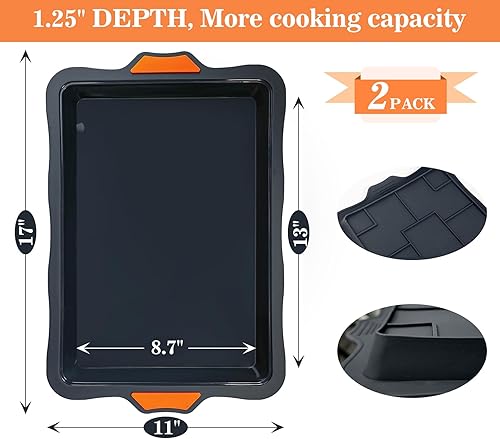 Miniatura 7 de Webake Molde de silicona para tartas de un cuarto de hoja, moldes de hoja de 9 x 13 pulgadas para hornear, hojas antiadherentes para galletas, molde