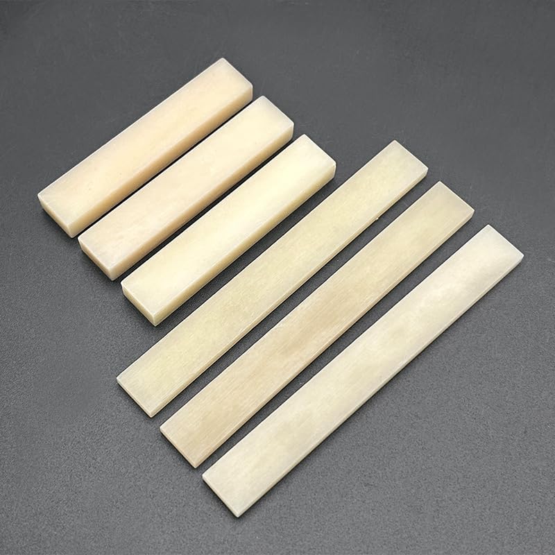 SAPHUE 6Pcs Unbleached Bone Guitar Nuts Blank For Electric Bass Acoustic Classical Guitar Mandolin Banjo Ukulele Nut Blank (3 set Nut And Saddle)