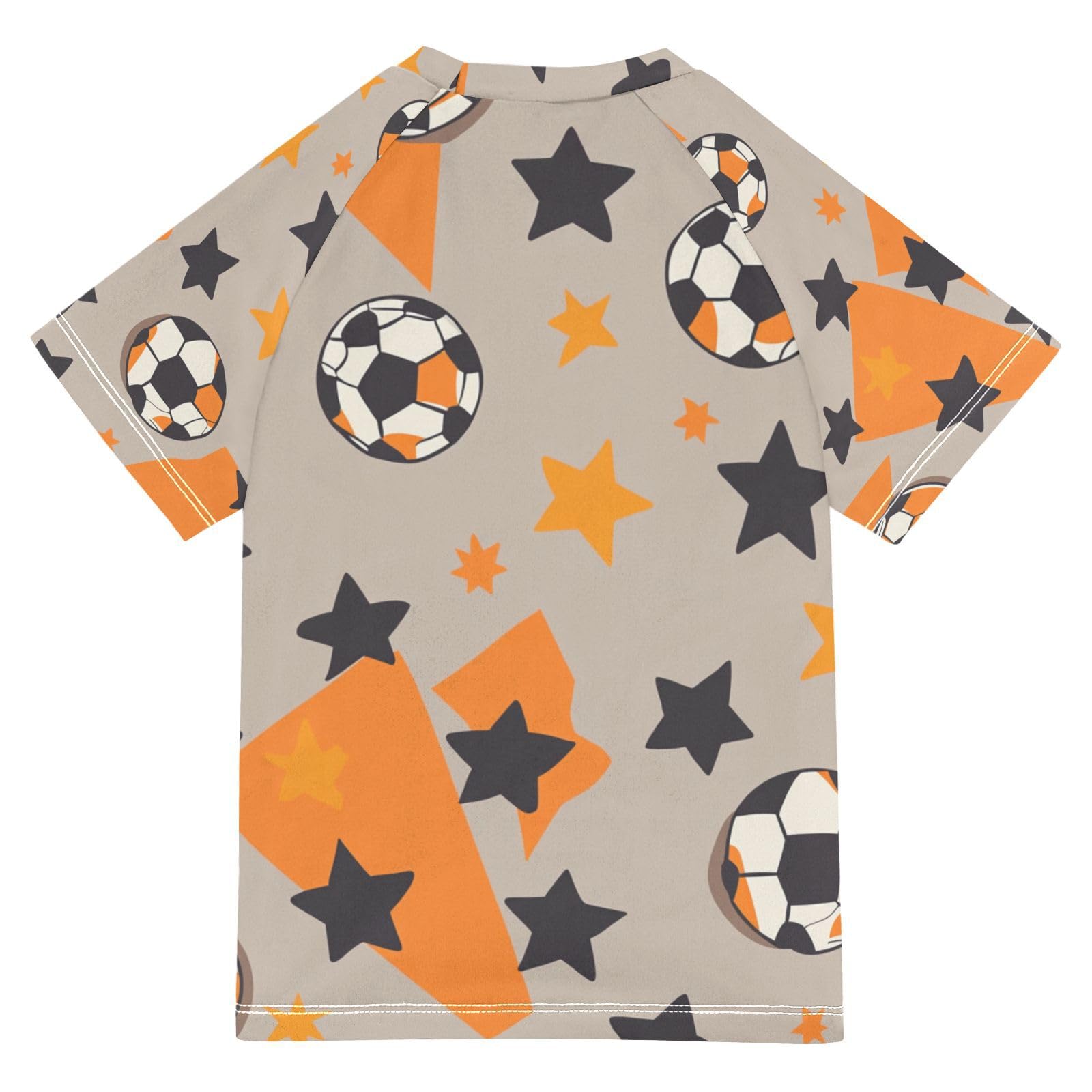 Jucciaco Boys Swimsuit Football Star Cartoon Brown Sunscreen Kids Sun Rashguard Short Sleeve T-Shirts Swimwear Sets UPF 50+