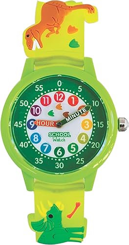 Kids 3D Band First Watch - Analog Color Watch - Monster Trucks, Dinosaurs, Spider -Time Teacher - Girls, Boys, Children - School Watch