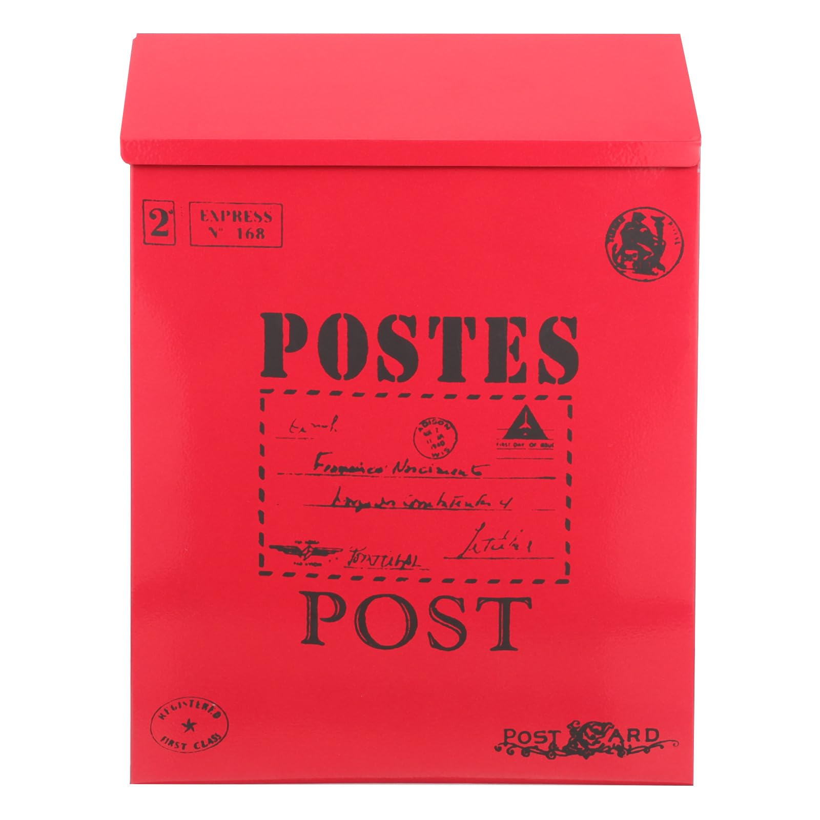 Boîte aux lettres murale en métal rouge avec serrure pour installation facile extérieure