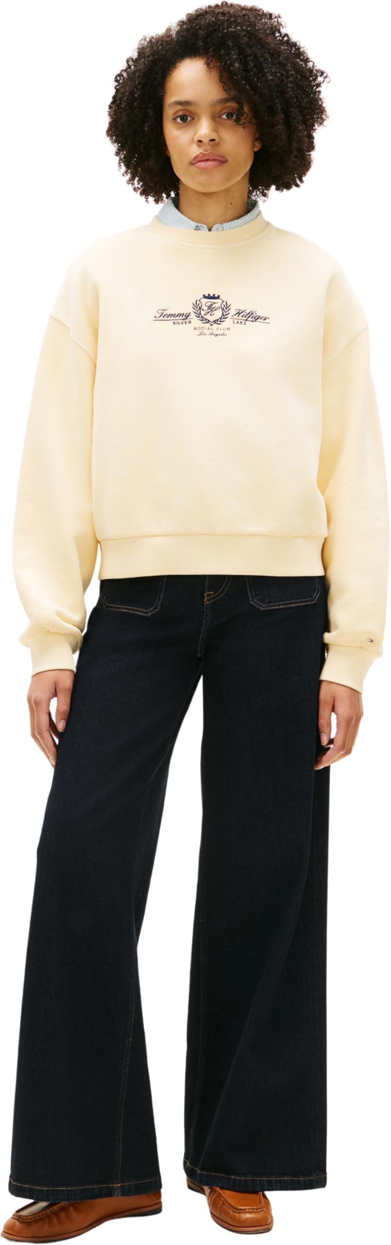 Tommy Hilfiger Damen Varsity Crest Terry Sweatshirt Ww0ww48733 Pullover-Sweatshirt (1er Pack)