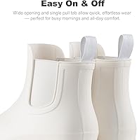 Vista 5 de Planone - Botas cortas de lluvia de ancho amplio para mujer, Chelsea impermeables de moda para mujer, botas de jardín al aire libre mate, botas