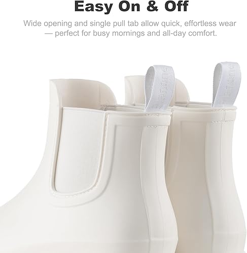 Miniatura 5 de Planone - Botas cortas de lluvia de ancho amplio para mujer, Chelsea impermeables de moda para mujer, botas de jardín al aire libre mate, botas de