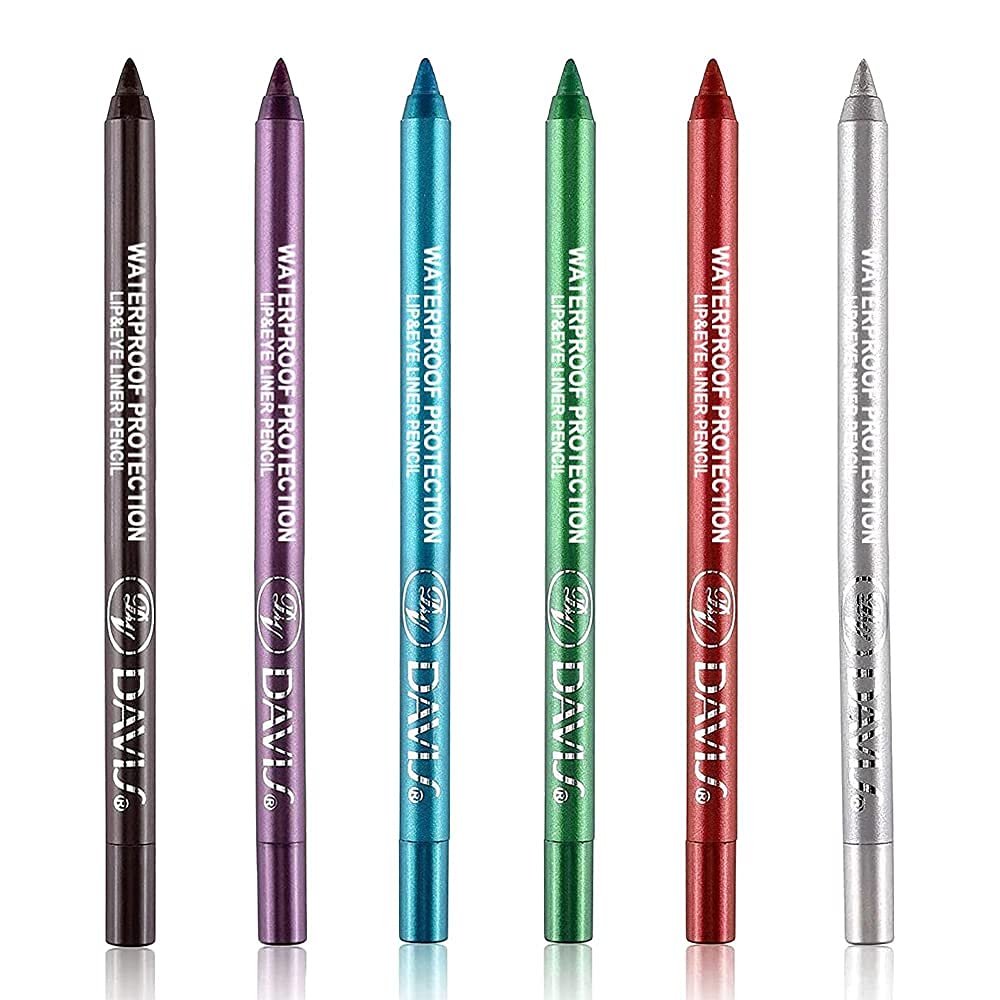 Mysense 6 PCS EyeLiners Set, Colored Eyeliner Pencils Pearl Eyeliner Kit Glitter Eye Liners for Women,Shimmer Metallic Eyeliner Pencil Professional Glitter Eyeliner Eye Color & lip Liner Makeup