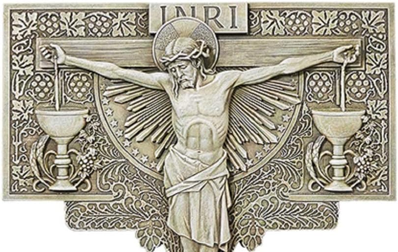 Religious Jesus Christ Crucifixion Outdoor Garden Wall Plaque Decor, 10 1/2 Inch