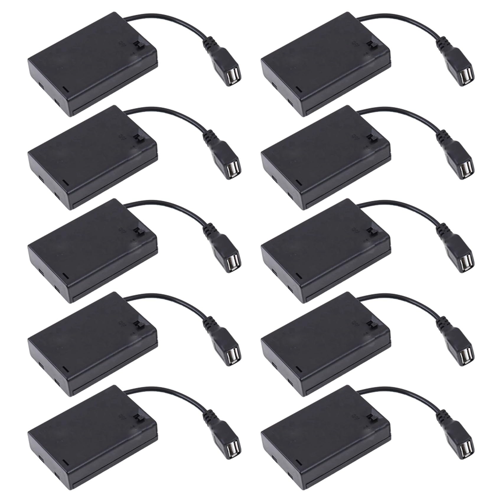 Jnchdghwa Women's Black 10Pcs 3Xaa Battery Case With Cover And Switch Connected To Usb Connector Usb Socket Battery Holder