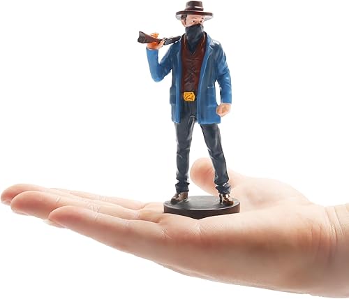 Miniatura 9 de Rileryan Figura de vaquero de 4.5 pulgadas, estatua coleccionable con tema de Old West Town