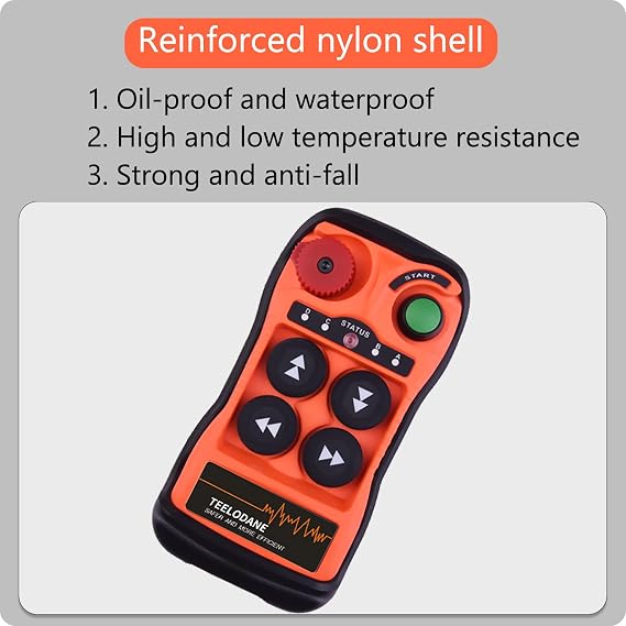 Q400 Industrial Wireless Crane Remote Control kit 4 Button 110v Electric Lift Hoist Transmitter Receiver with Emergency Stop (AC 110V)