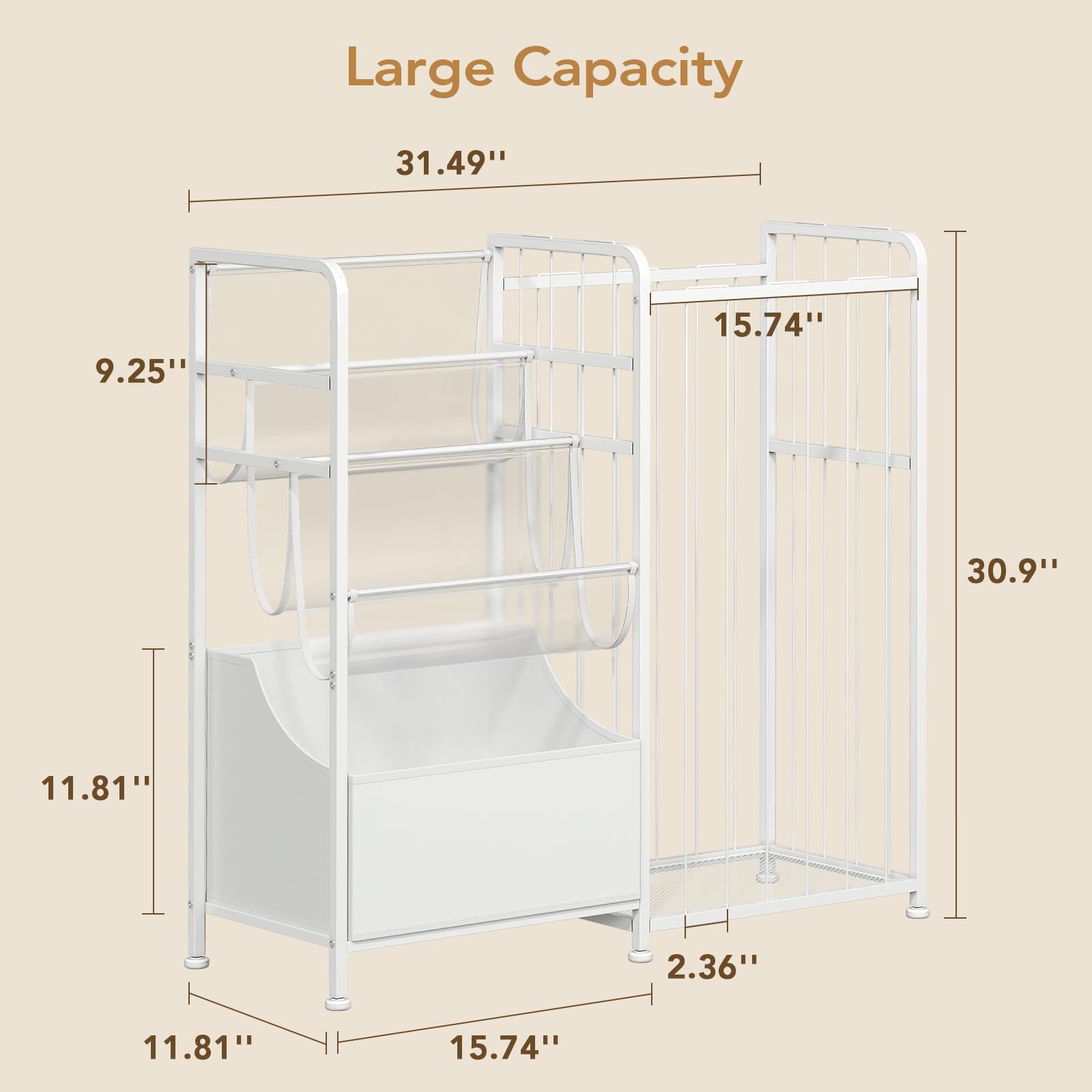 BBLIKE Kids Bookshelf and Stuffed Animal Storage - Multi-Function Nursery Book Shelves with Leather Toy Box and PVC Book Display, Toy Organizer for Playroom, Bedroom, Nursery, White