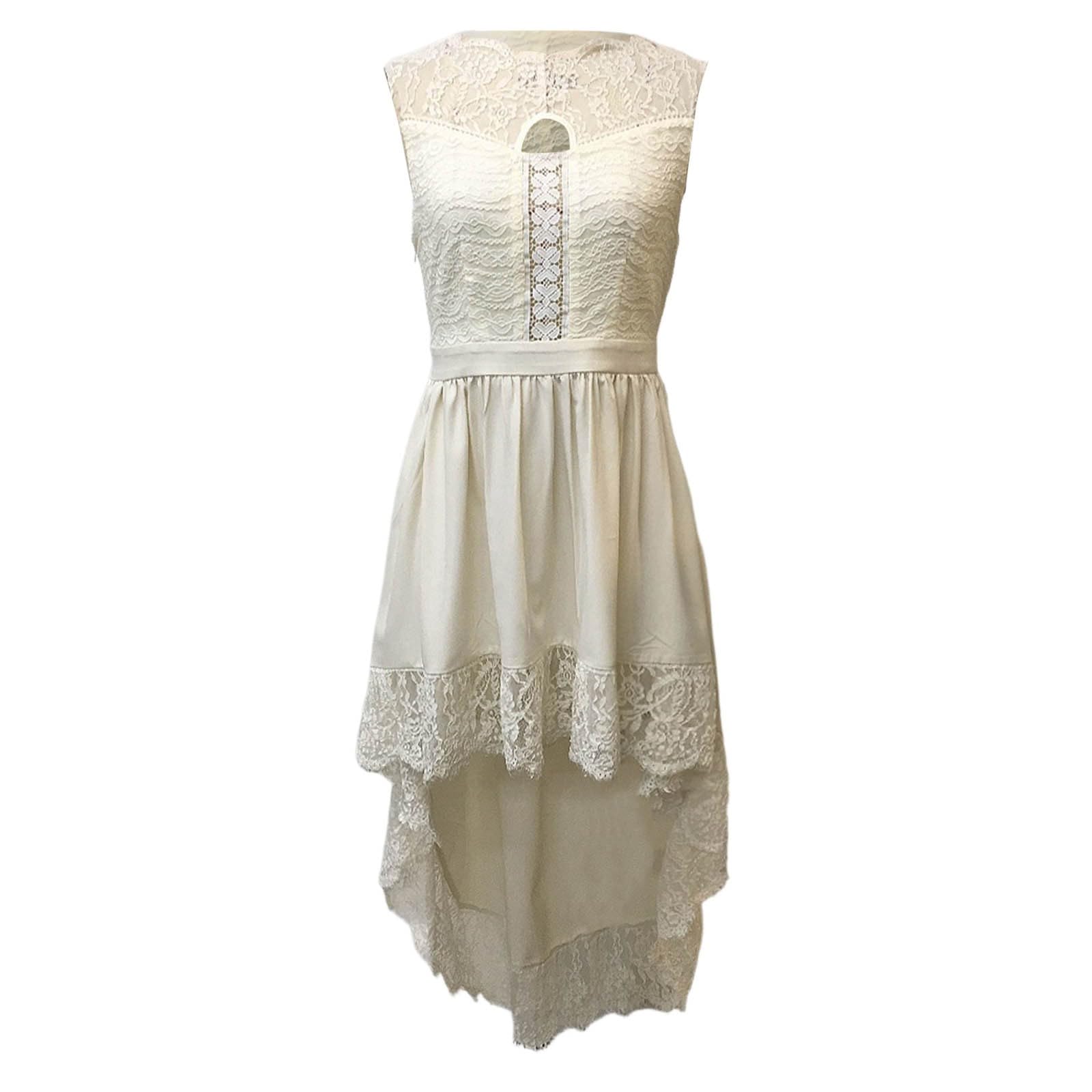 Generisch Dirndl Lang Grosse GröSsen Lässiges Sommerkleid mit Spitzenstickerei Blumenmuster im Boho-Stil für Damen – luftig leichtes Strandkleid mit fließender Passform