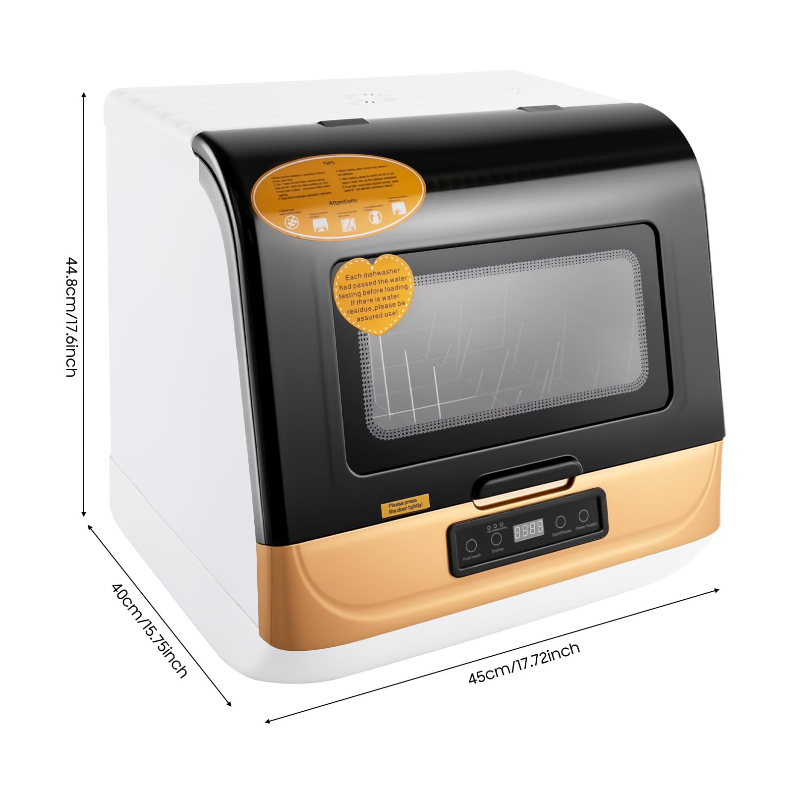 Mini lavastoviglie 800 W, lavastoviglie da tavolo indipendente, 4 modalità di lavaggio, piccola lavastoviglie, piccola lavastoviglie da tavolo a 360°, spruzzatura inferiore, mini lavastoviglie con