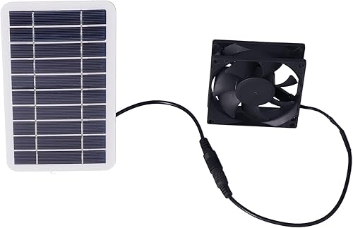 VTOSEN Kit de ventilador de panel solar de 2.5 W, ventilador de escape solar eficiente para mascotas con cargador solar y placa de carga incluidos,