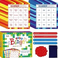 SpriteGru Zahlen-Bingo-Spiel, Zahlen 1-100 Bingo-Brettspiel Lernen & Zählen zum Lesen 2 Versionen Zahlen-Erkennungs-Spiel für Kinder 5-12, Perfekt für den Unterricht & Zuhause