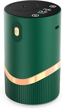 Waterless Essential Oil Diffuser Rechargable: Portable Aromatherapy Diffuser for Car and Home - 1/2/4/6H/Time Off 4 Mist Level for Room Office Bedroom (Green)