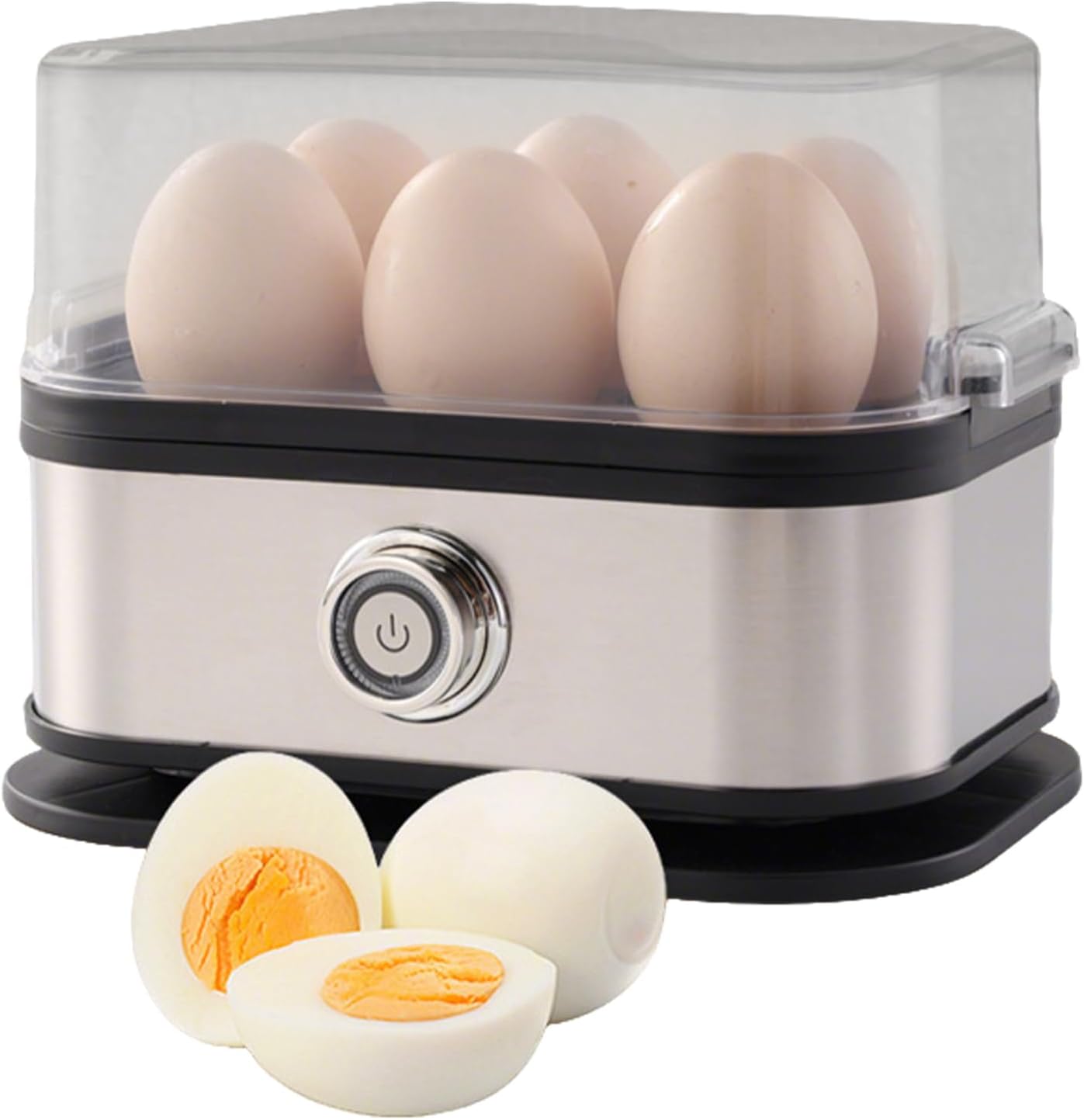 Rapid Egg Cooker - 6-Slot Electric Cooker Clear Lid | Poached Egg Boiler Machine - for Soft Medium Hard Boiled Omelet Sandwich Meal Prep Home Apartment Hotel Camping
