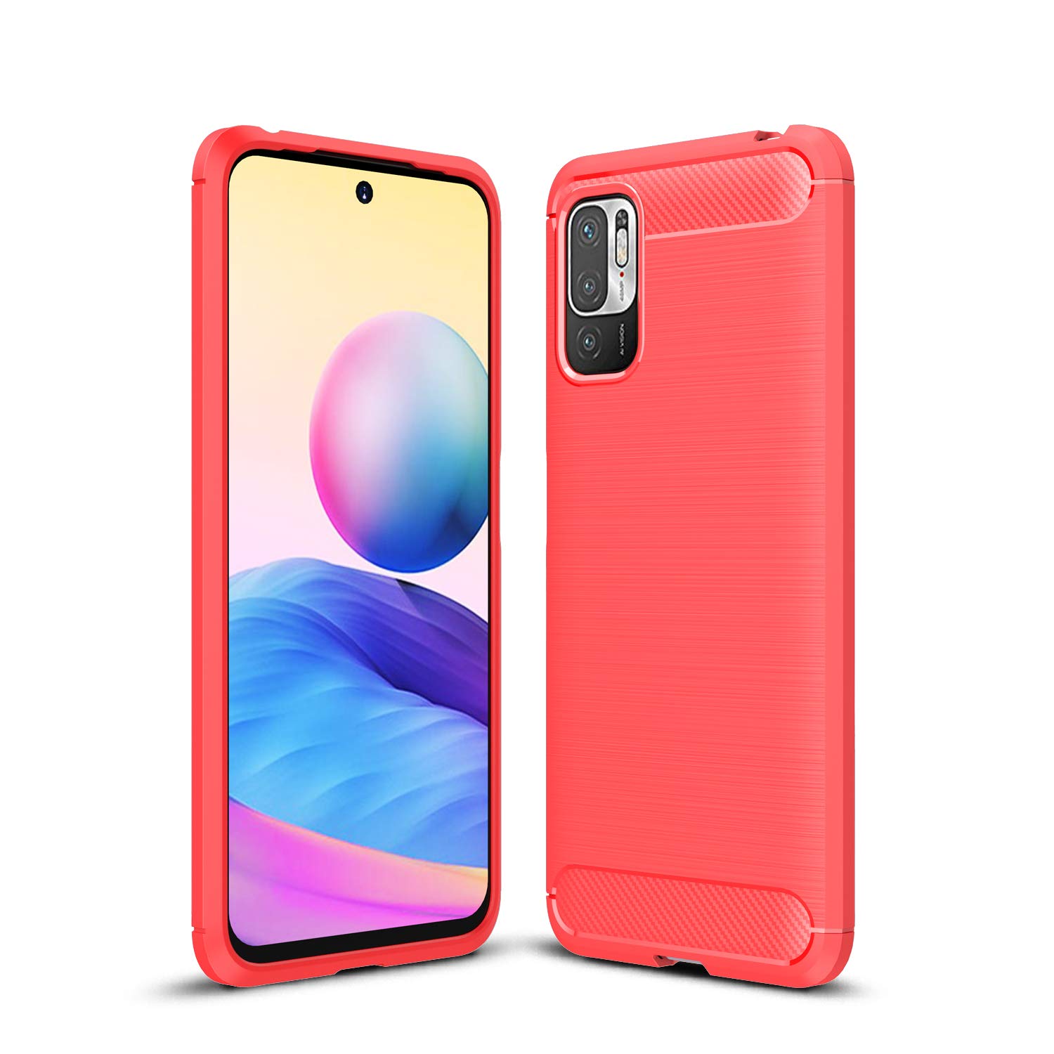 BAIDIYU - Cover In TPU Per Xiaomi Redmi Note 10 Pro, Sottile, Antigraffio, Paraurti Antiurto, Colore Rosso - 2