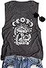 Women Mushroom Moon Graphic Sleeveless Floral Printed Aesthetic Gothic Tank Tops Hiking Adventure Nature Outfit, Dark Grey, M #1
