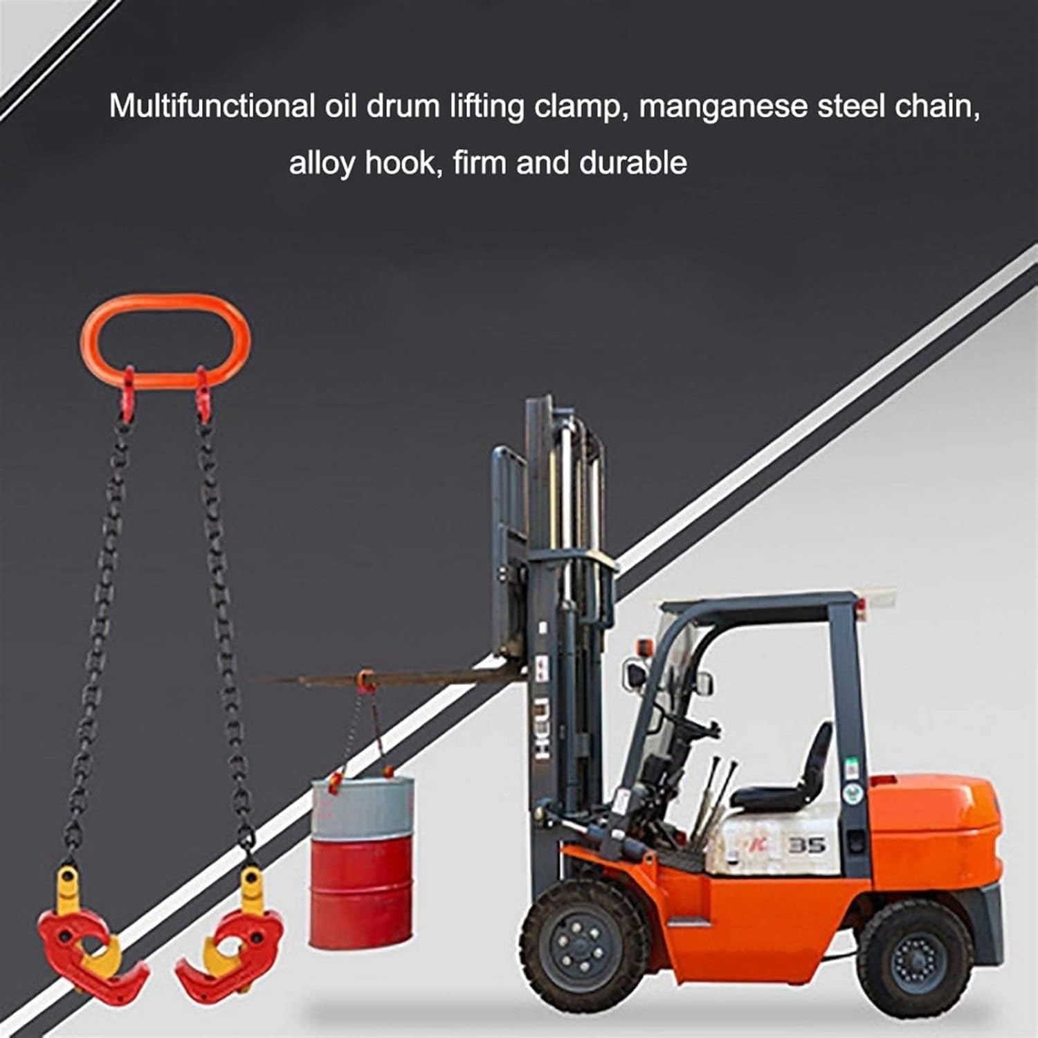 Lifting clamp Obstacle Vehicle Lifting Hook, Oil Drum Hook Diffuser, Multi-functional Oil Drum Chain Clamp Lifting Clamp Fixing device(B/2)