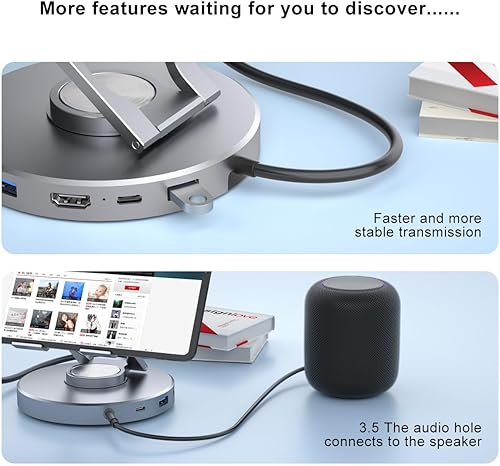 Miniatura 4 de YCE - Estación de acoplamiento 6 en 1 para Steam Deck y ROG, con HDMI de 4K a 60 Hz, PD de 100 W, audio, USB A, USB C giratorio plegable tipo C