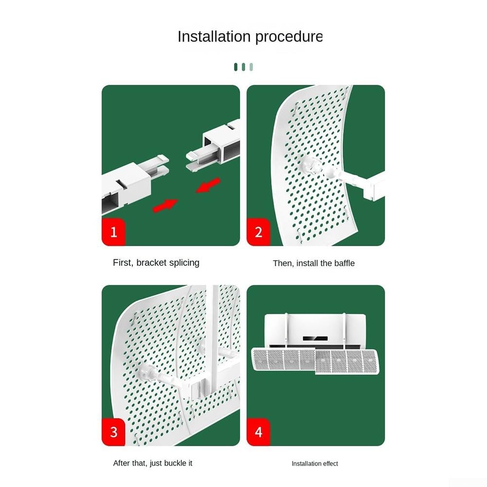 Parabrezza per condizionatore d'aria a parete con deflettore regolabile a 8 foglie, copertura di scarico in ABS anti-diretta per reindirizzare il flusso d'aria e migliorare il comfort in