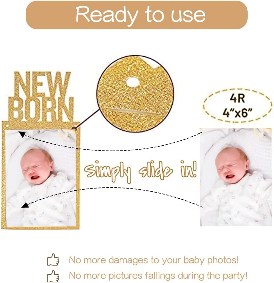 First Birthday Photo Banner Monthly Milestone Photograph Bunting Garland with First Birthday Cake Topper High Chair Banner 1st Birth Decorations