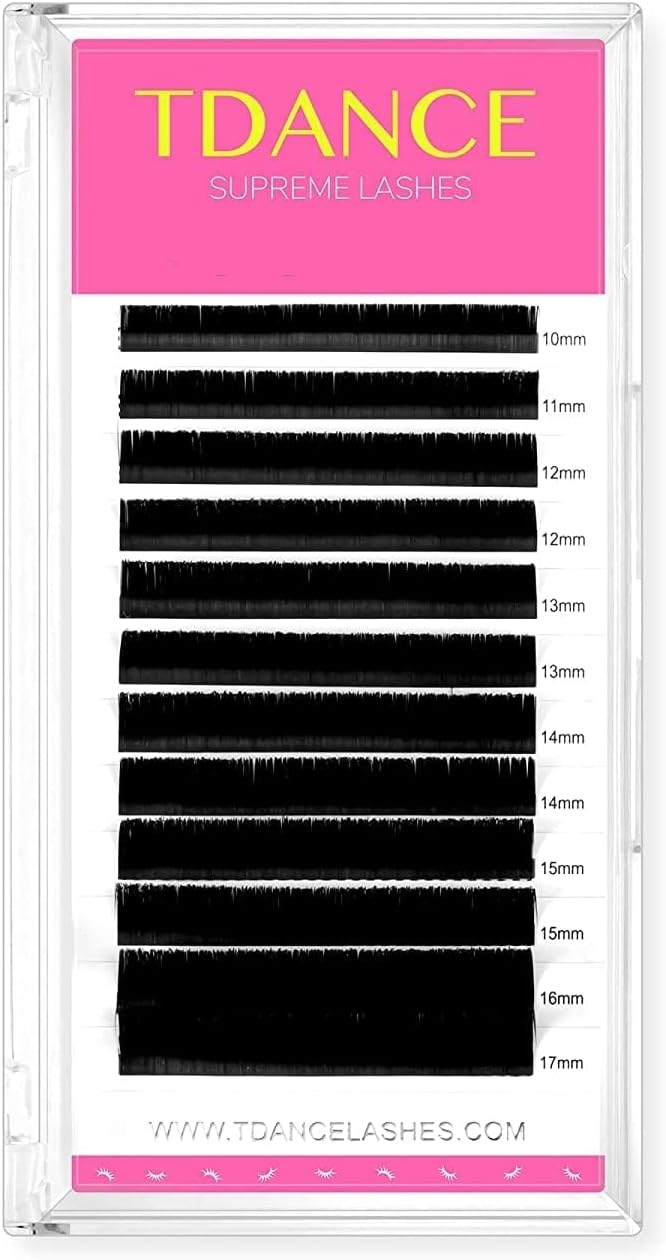 TDANCE Lash Extension Matte Black Eyelash Extension C CC D DD J B L Curl Volume & Classic Lash Extensions 0.03-0.18mm Thickness Professional Salon Use(0.05-D,10-17 mm)