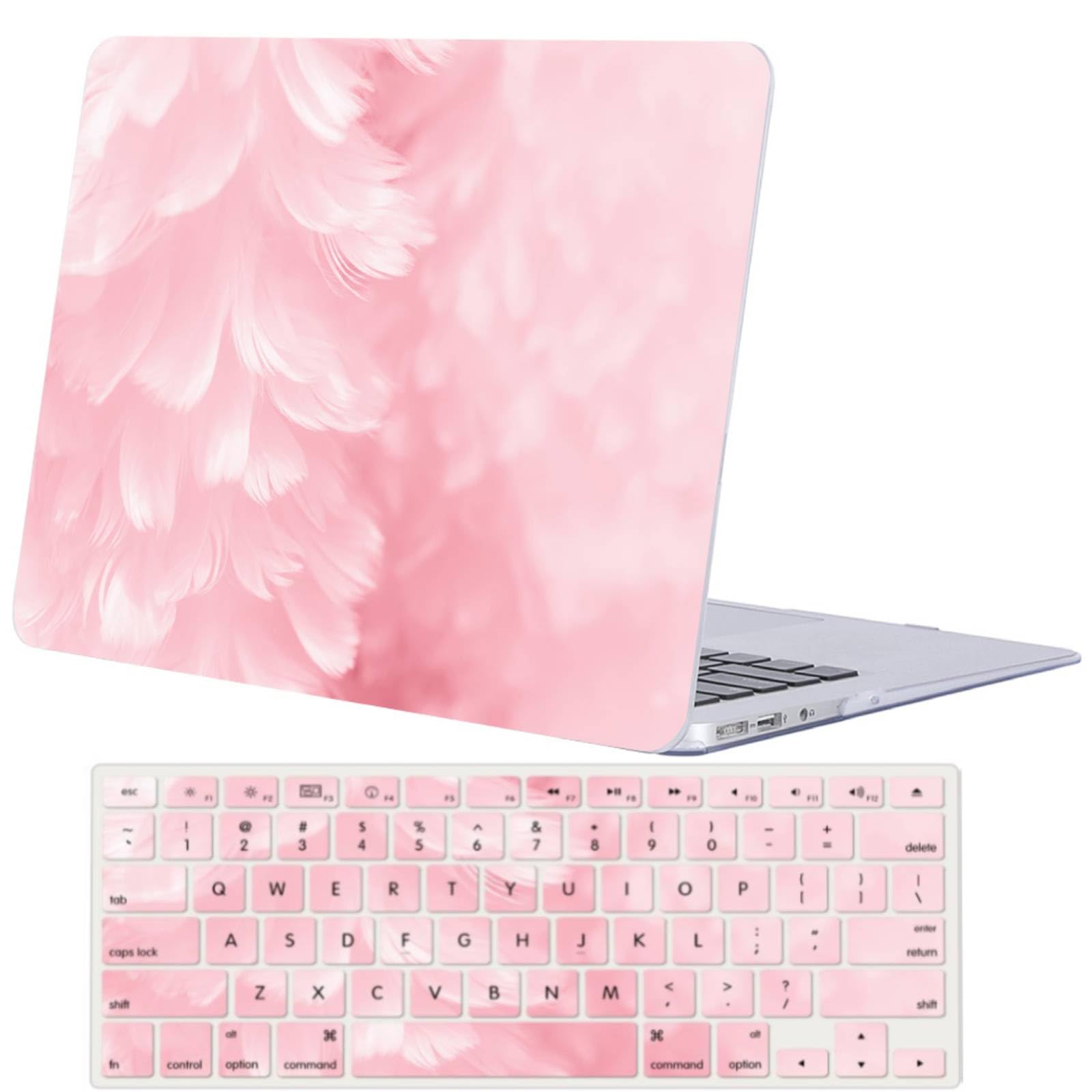 Carcasa MacBook 12 modelo A1534 con protector de teclado diseño de plumas rosas 8