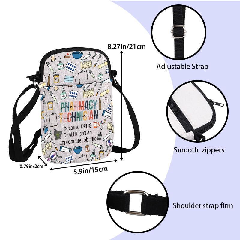 ZJXHPO Pharmacy Tech Cross Body Bag Pharmacy Technician Messenger Bag Pharmacy Tech Appreciation Gift RX Shoulder Bag2