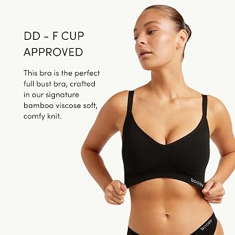 Boody -Wireless Full Bust T-Shirt Bra -Seamless Bra -Padded -Adjustable Straps -Bamboo Viscose -Perfect for DD-F Cups