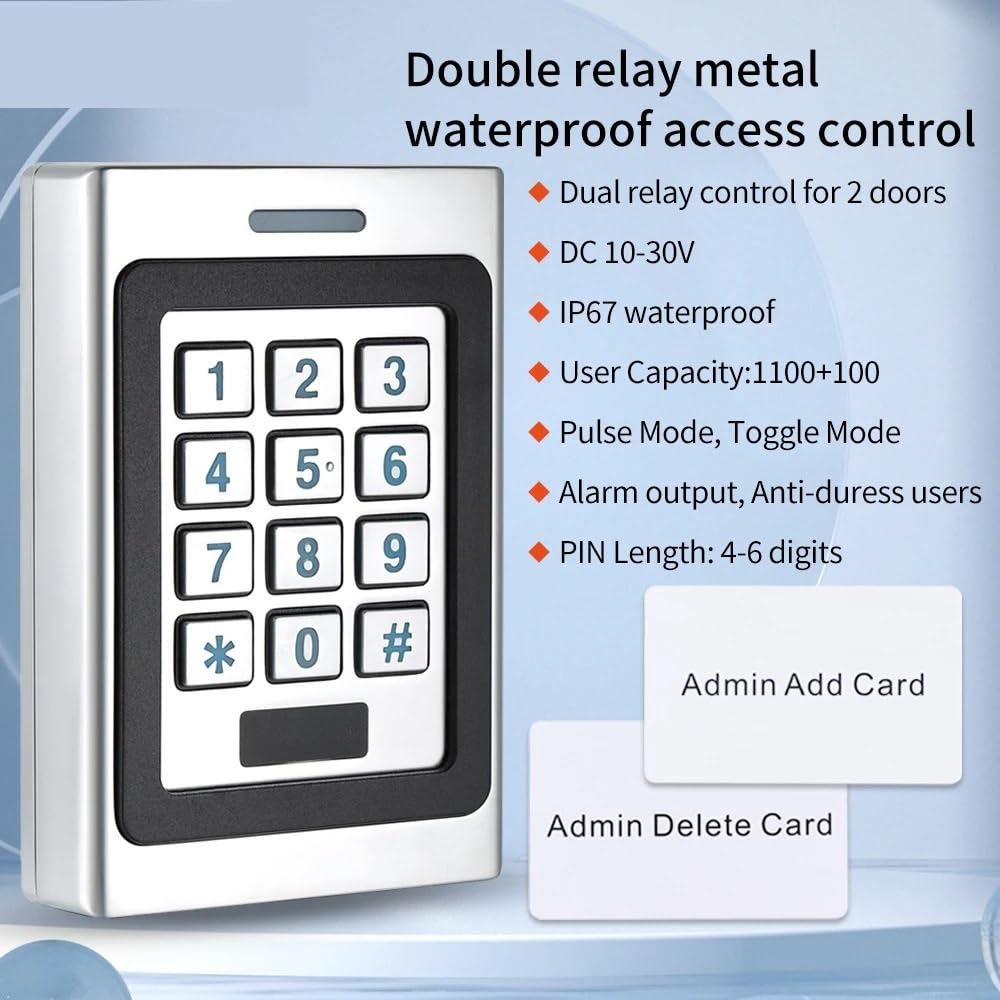 di Controllo accessi in Metallo Zinco Doppia Porta Tastiera a 2 relè Apricancello elettronico RFID Magnetico Digitale for Kit Serratura Intelligente