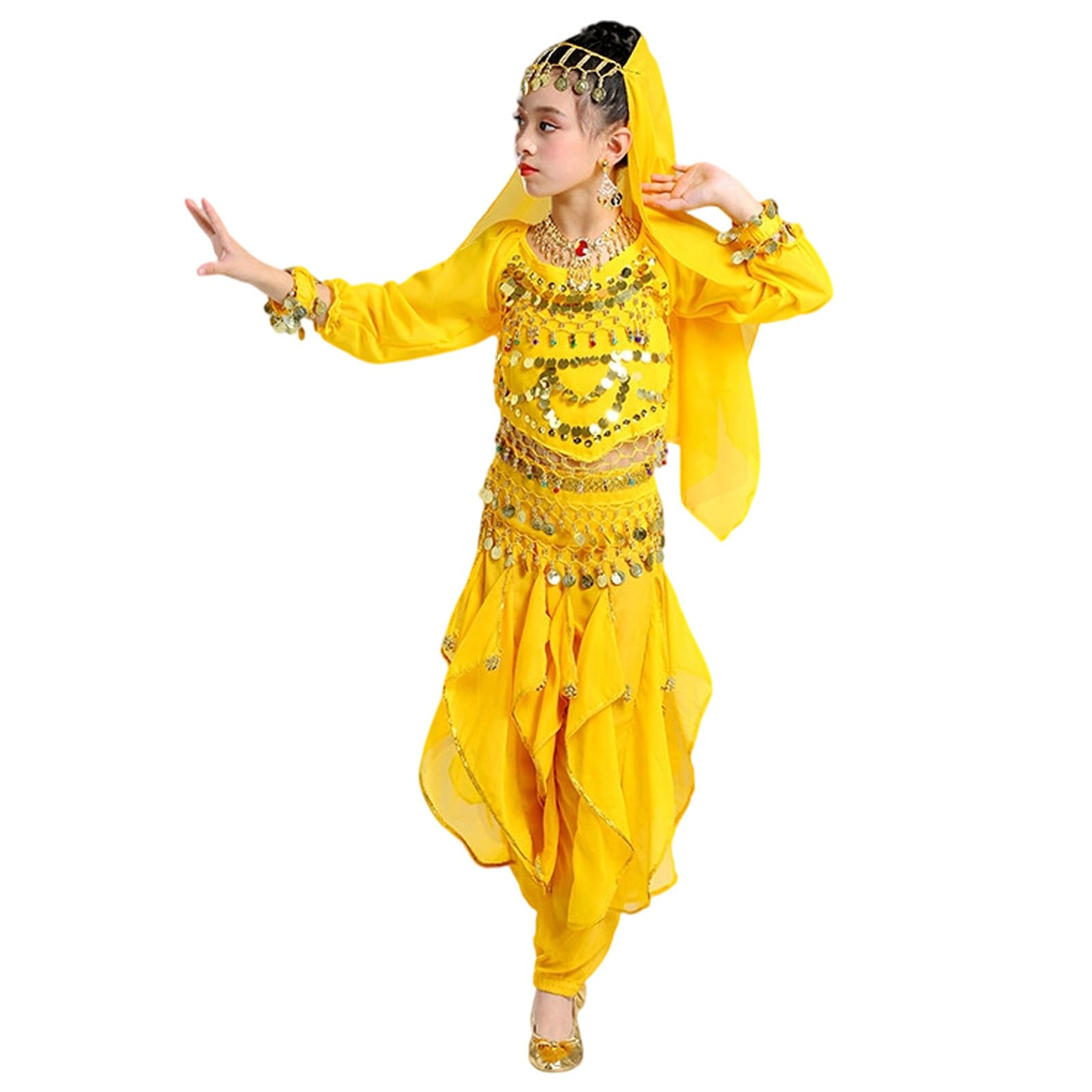 Traje de Baile para niñas, Atuendo de Danza del Vientre India, Vestido étnico para práctica de Danza folclórica Infantil.