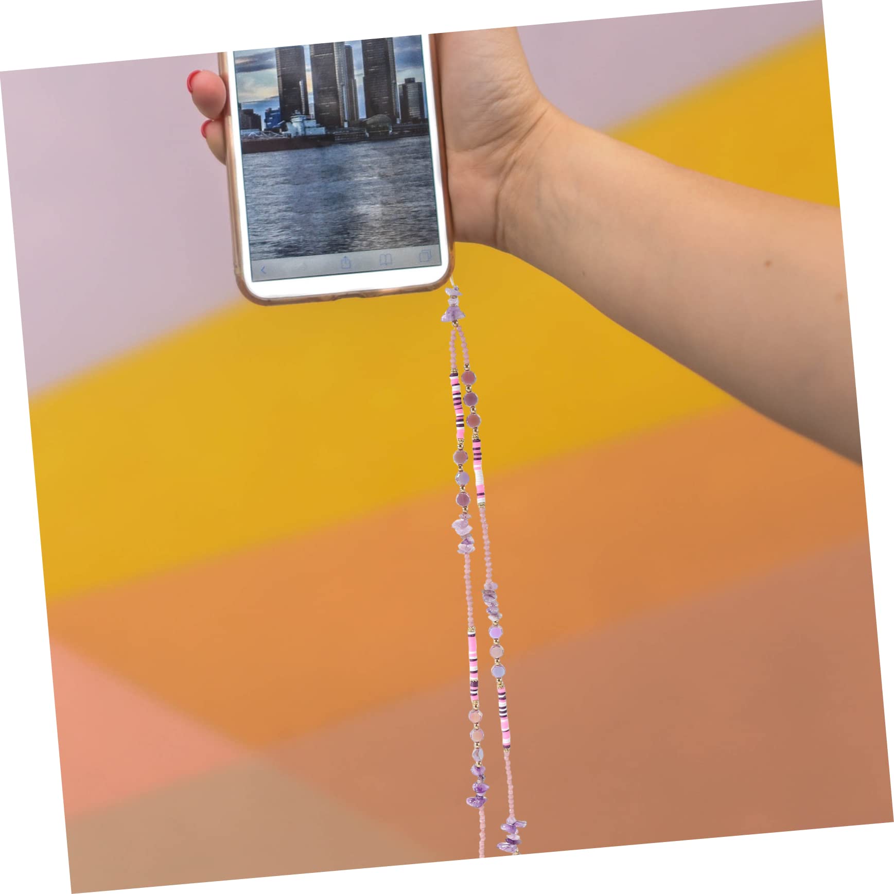 DECHOUS 3st Perlen Telefonkette Schlüsselband Aus Telefonperlen Hängende Handschlaufe Handyanhänger Schlüsselarmband Lanyard Für Frauen Plastik Hängende Kette Intelligent Violett Fräulein