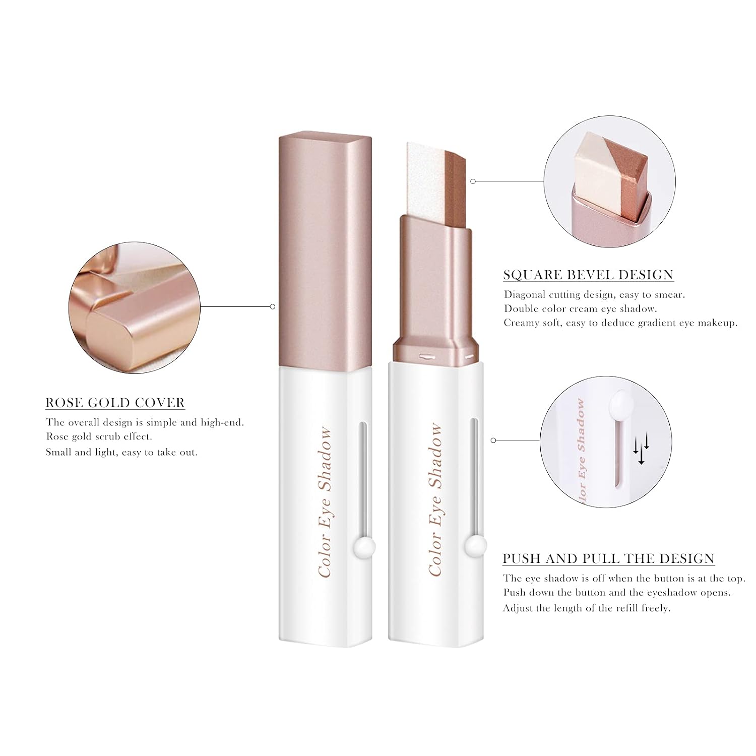 Ownest 12 Colors Eyeshadow Stick,Double Colors Eye Shadow Stick Glitter Shimmer Eyeshadow Gradient Eyeshadow Makeup Stick Waterproof Eyeshadow-6 Pcs