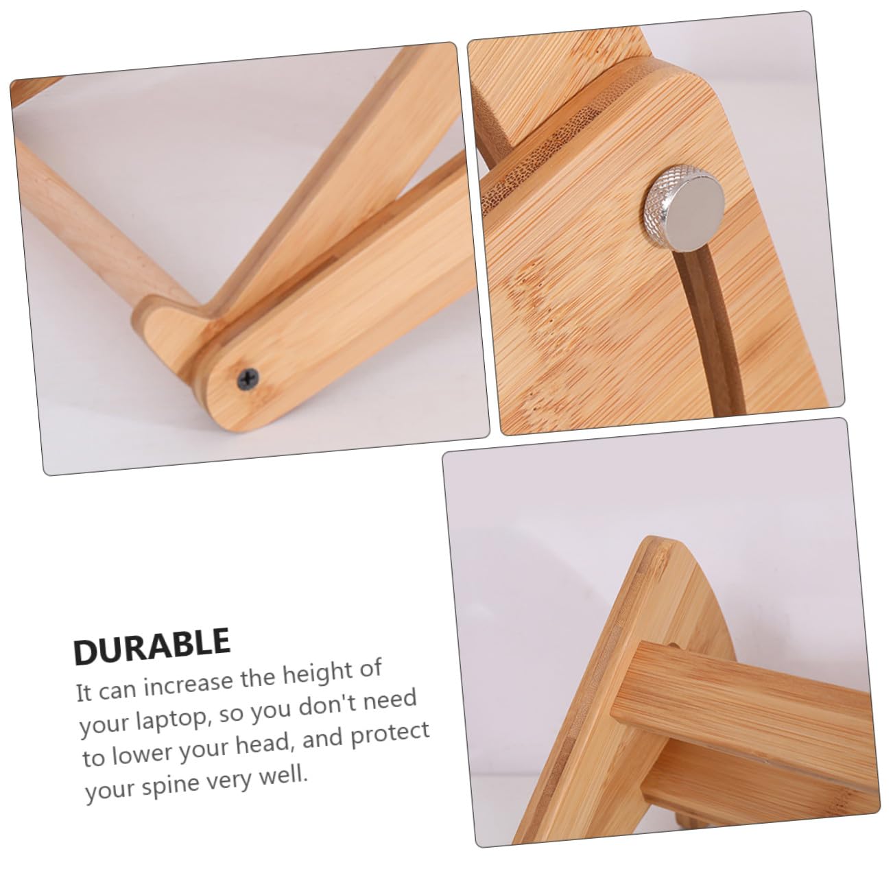Homoyoyo Supporto Per Laptop in Legno Regolabile, Base Multifunzionale Porta Penne, Pieghevole e Compatto Per Computer Da 13 a 15,6 Pollici, Per Uso Domestico e Ufficio
