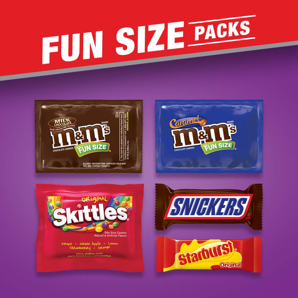 SNICKERS, M&M'S Milk Chocolate, M&M'S Caramel, SKITTLES & STARBURST Candy Variety Mix, 45.69-Ounce Bag, 90 Pieces