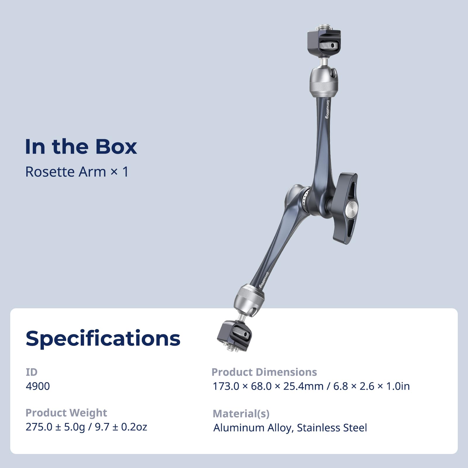 SMALLRIG Soporte para monitor de cámara de 11 pulgadas, brazo articulado con tornillo de posicionamiento de 1/4"-20 y 3/8"-16 para ARRI, carga máxima de 3 kg, brazo de fricción, para cámaras