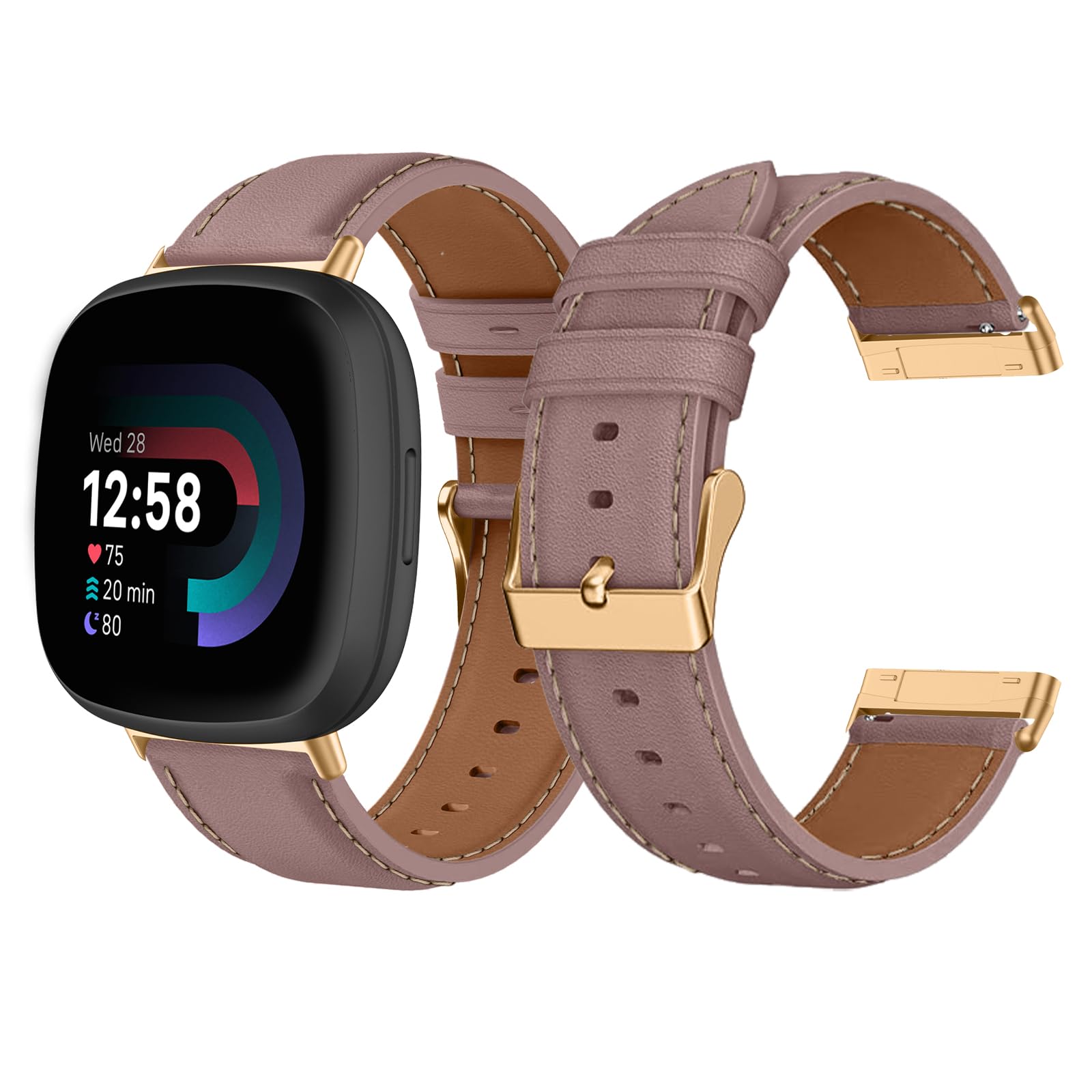 時計バンド Fitbit Versa 4 / Versa 3 / Fitbit Sense 2/Sense 対応 PUレザーバンド 交換バンド