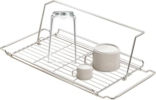 Drying Rack for Dishes Stainless Steel, Adjustable Over Sink Dish Strainer, Kitchen Utensil Storage Organizer with Extendable Design for Fruit Air Drying Use, Silver, 44-65cm
